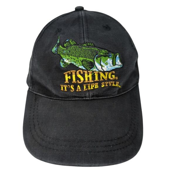 Fishing It's A Life Style Strapback Hat Black One Size Adjustable Ugly Stik - Picture 1 of 7